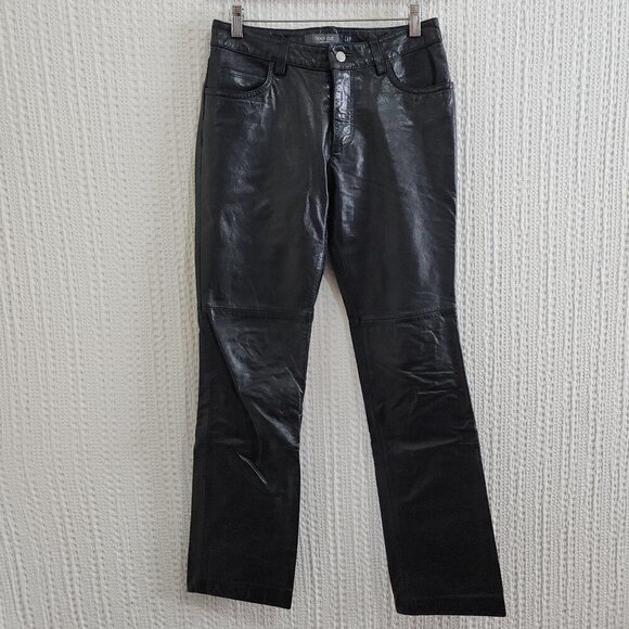 Vintage Y2K Gap 100% Leather Boot Cut Black Pants Size 2 - Picture 5 of 16
